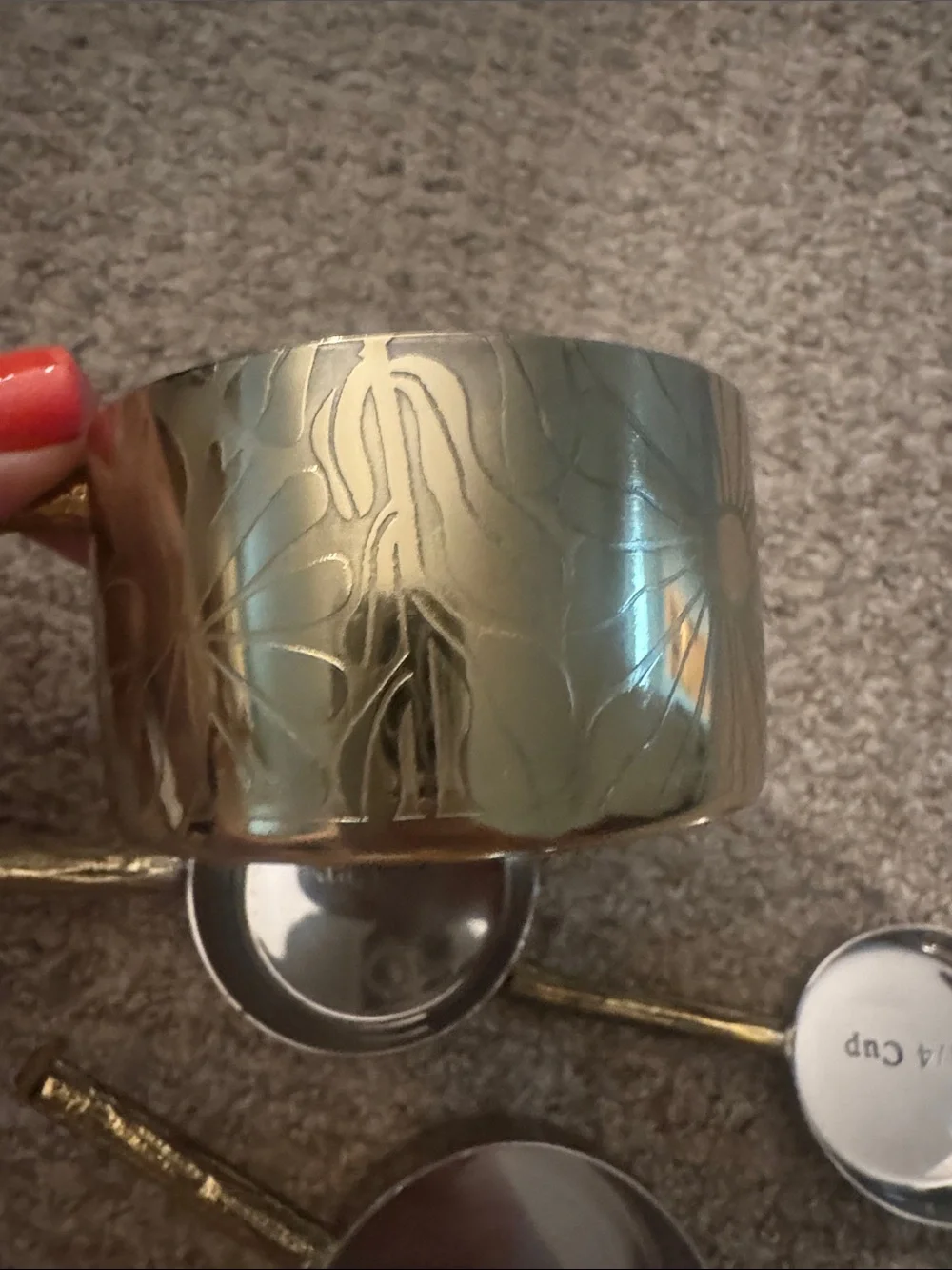 Creative Co-Op Stainless Steel Measuring Cups with Gold Handles
